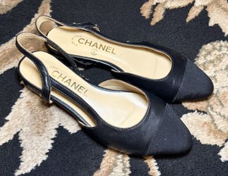 Chanel slingback ballet shoes leather