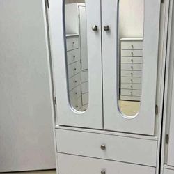 Tall White Closet With Mirrors 