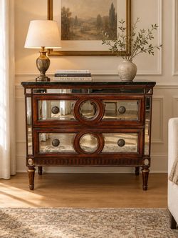 Mirrored 2-Drawer Chest with Marble Top
