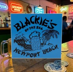 BLACKIE'S By The Sea Newport Beach California Surf Spot &Bar Blue Vinyl Sticker New. This is a blue vinyl sticker featuring the logo for Blackie's By