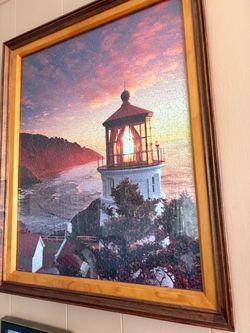 Framed Lighthouse Jigsaw Puzzle Wall Art