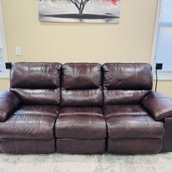 Ashley Power Leather Reclining Modular Sofa With USB Charger 