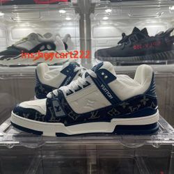 Louis Vuitton LV Trainer Monogram Denim White Blue