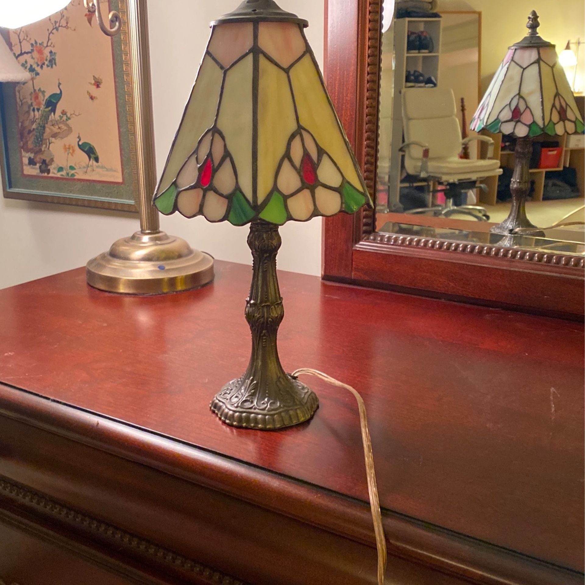 Antique stained glass Tiffany lamp