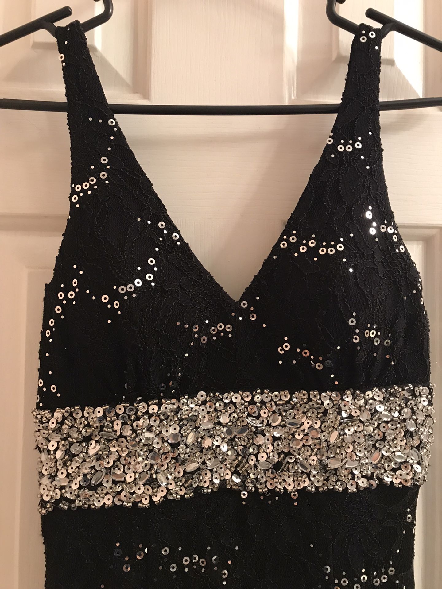 Sequin Lace Full-length Black Dress Homecoming Sz 1