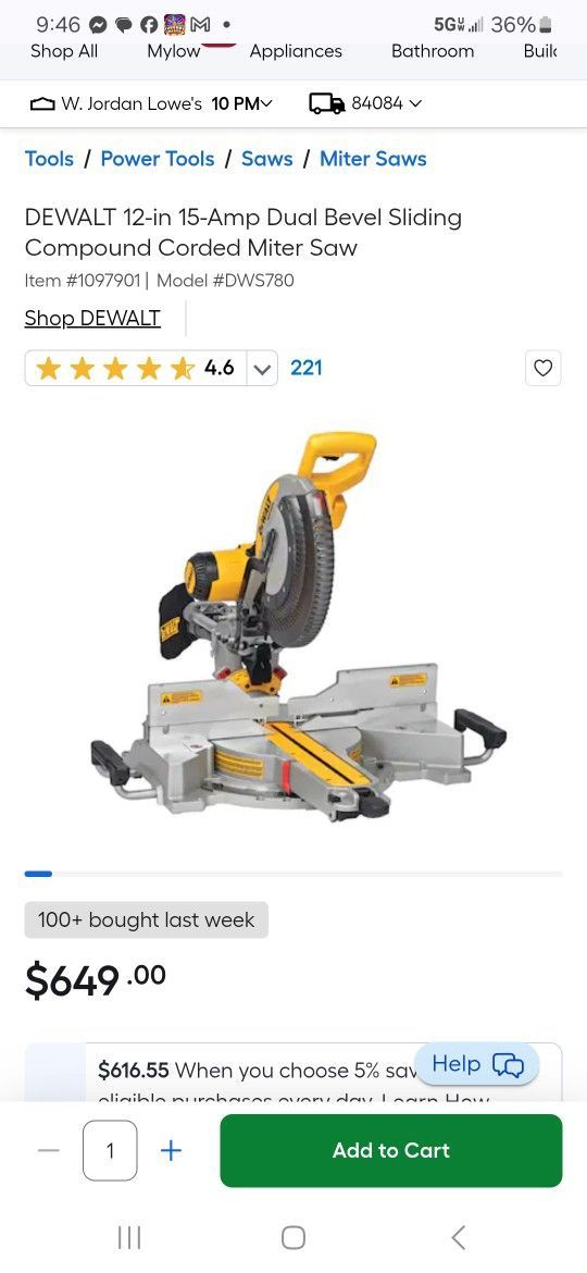 Dwalt Dual Beval Compound Corded Miter Saw +2 Extra Blades