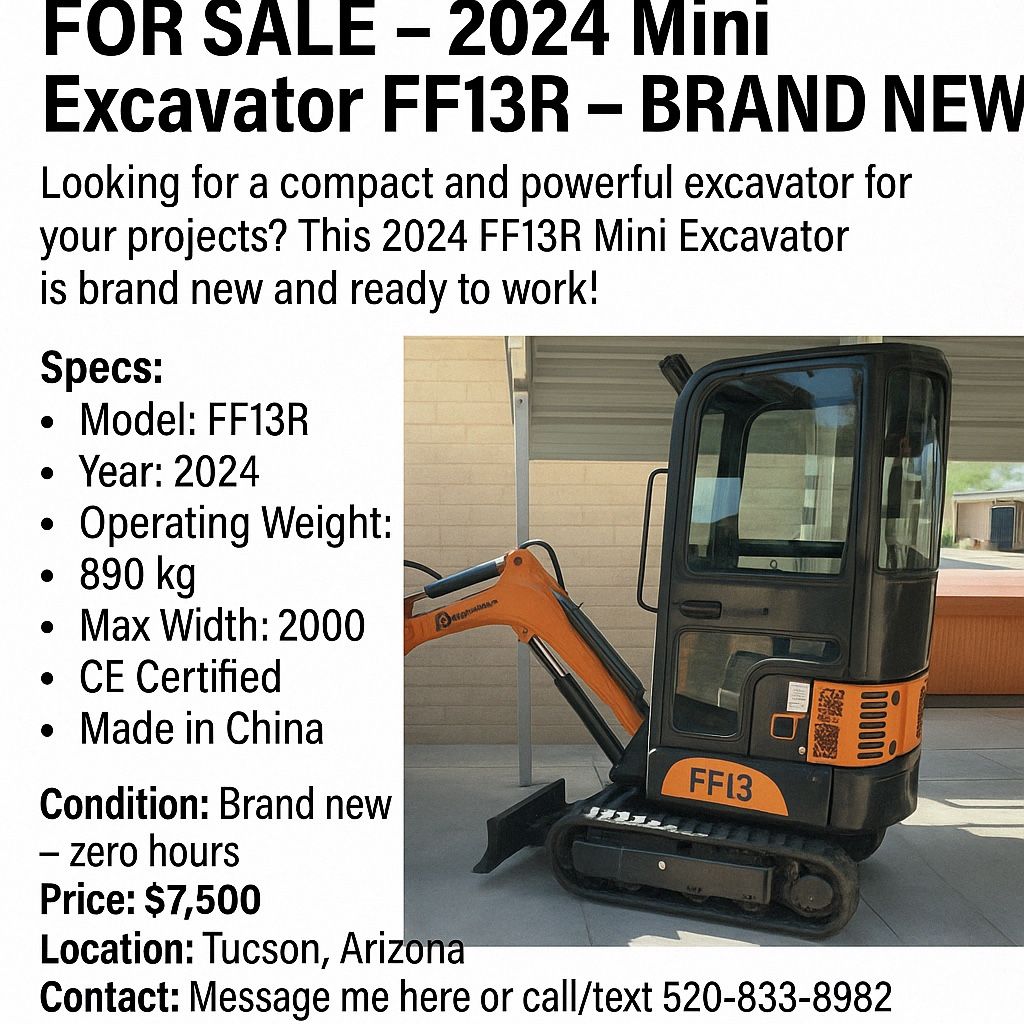 2024 FF13R Mini Excavator – Compact, Powerful & Ready to Work!