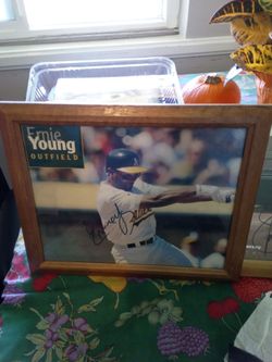 Baseball cards & Three Autographed Baseball Pictures