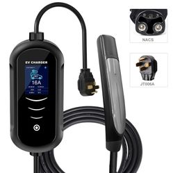 Level 2 EV Charger 32A, 110V-240V J1772 Portable Electric Vehicle Charger with 25FT Cable, NEMA 14-50P & 5-15 Adapters, IP66 Waterproof for Home & Out
