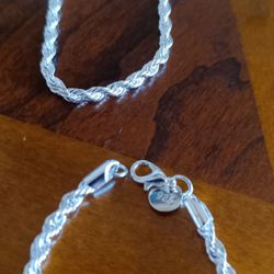 925 Sterling Silver Necklace And Bracelet Set