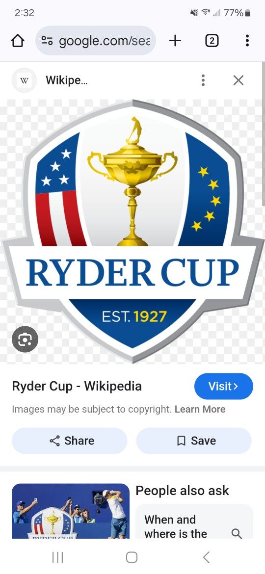 2 Tickets To Ryder Cup