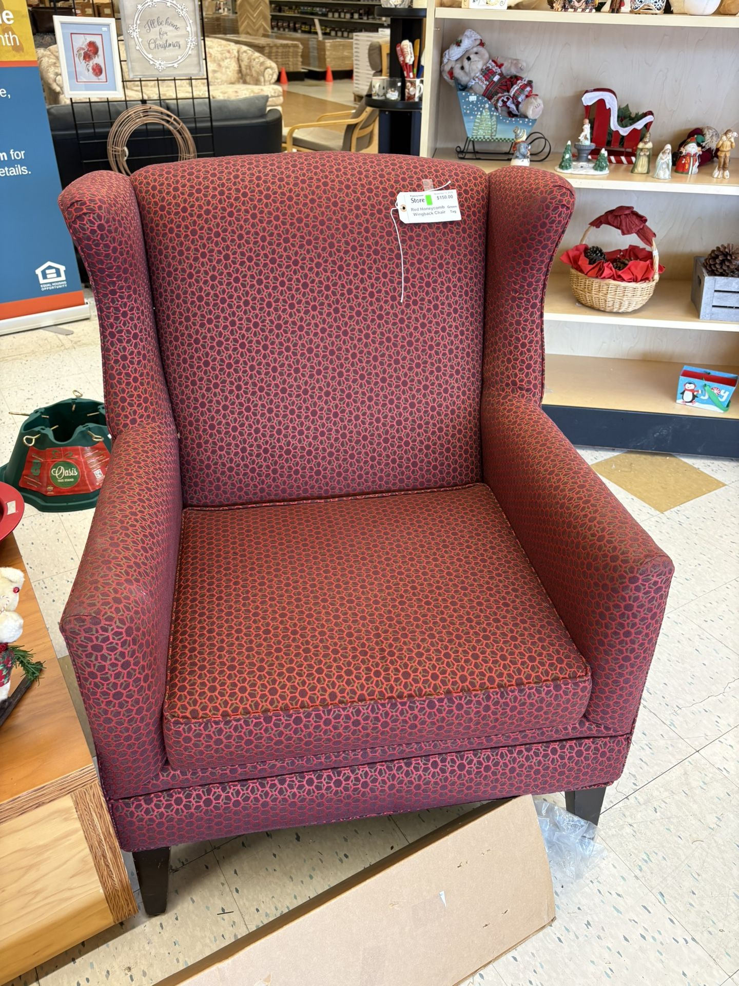 Red Honeycomb Wingback Chair