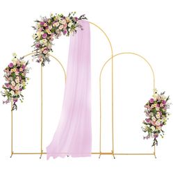 Metal Arch Backdrop Stand Set of 3 Gold (7.2FT+6FT+6FT) Wedding Arch Stand 