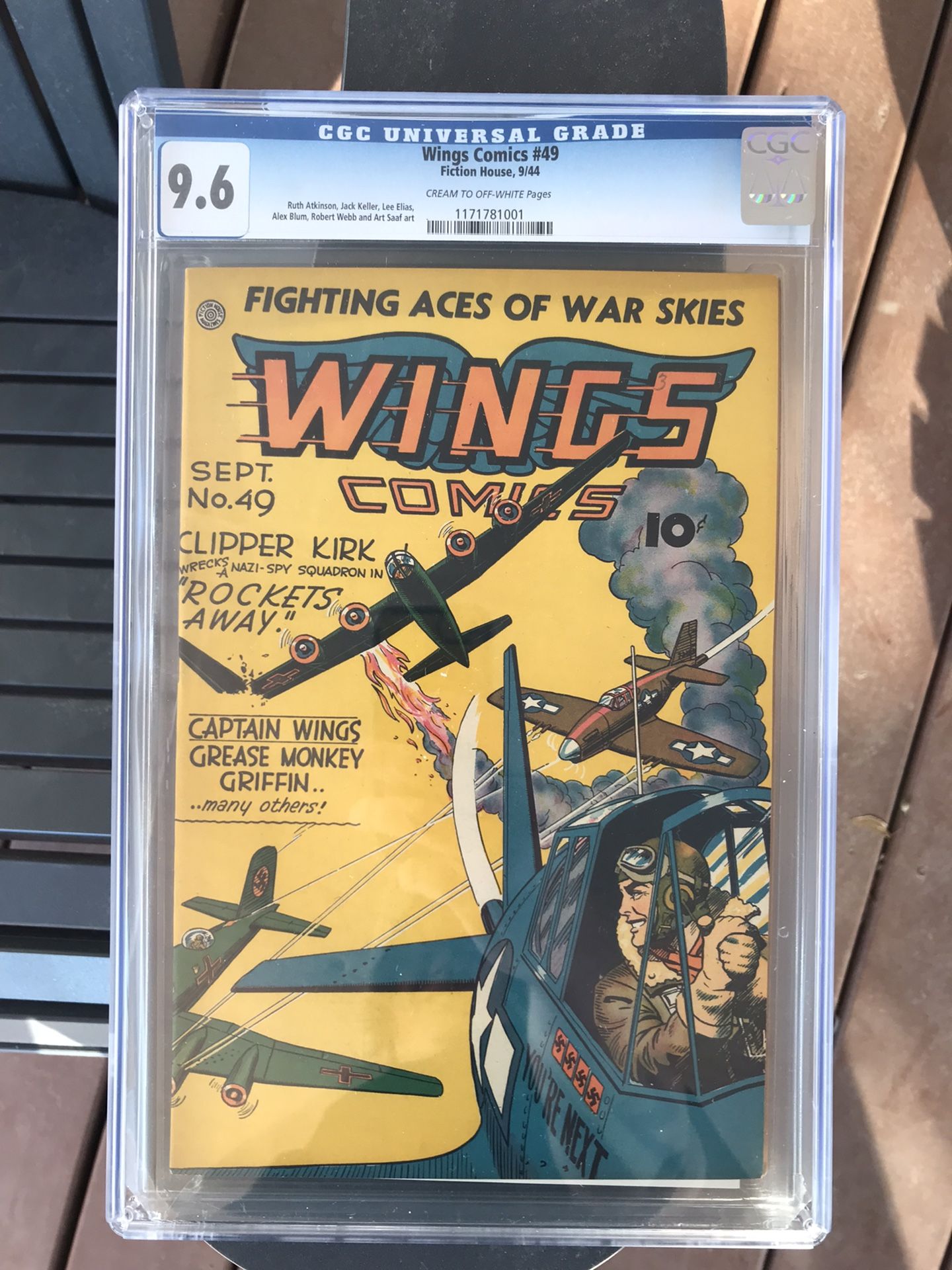 Wings Comics #49 (1944) CGC 9.6 — Single Highest Graded Copy; WWII Cover