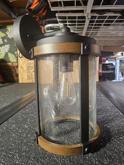 Distressed Black and Wood Outdoor Wall Light (((Brand New)))                                                ((( Never Used or Installed)))