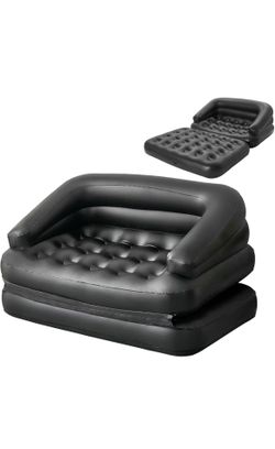 Inflatable Sofa Bed for Camping, Pool Float Couch Outdoor Mattress Bed with Armrest, Full Size