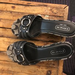 COACH Japanese black Signature canvas Wedge Heels 