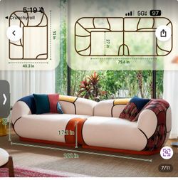 Modern Curved Upholstered Sofa