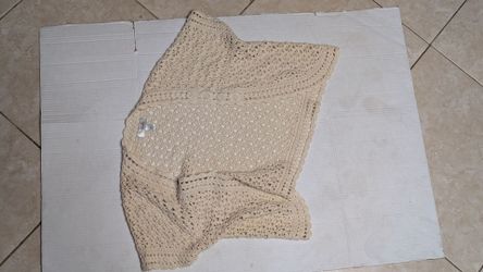Beige Crochet Knit Cardigan Top xl