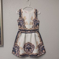 Blue  Sleeveless  Vintage  Floral  Mini  Dress 