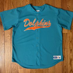 Miami Dolphins Majestic Vintage Baseball Jersey Size XL
