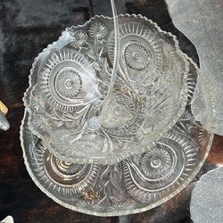 Gorgeous Large Crystal Punchbowl With Platter And Ladle