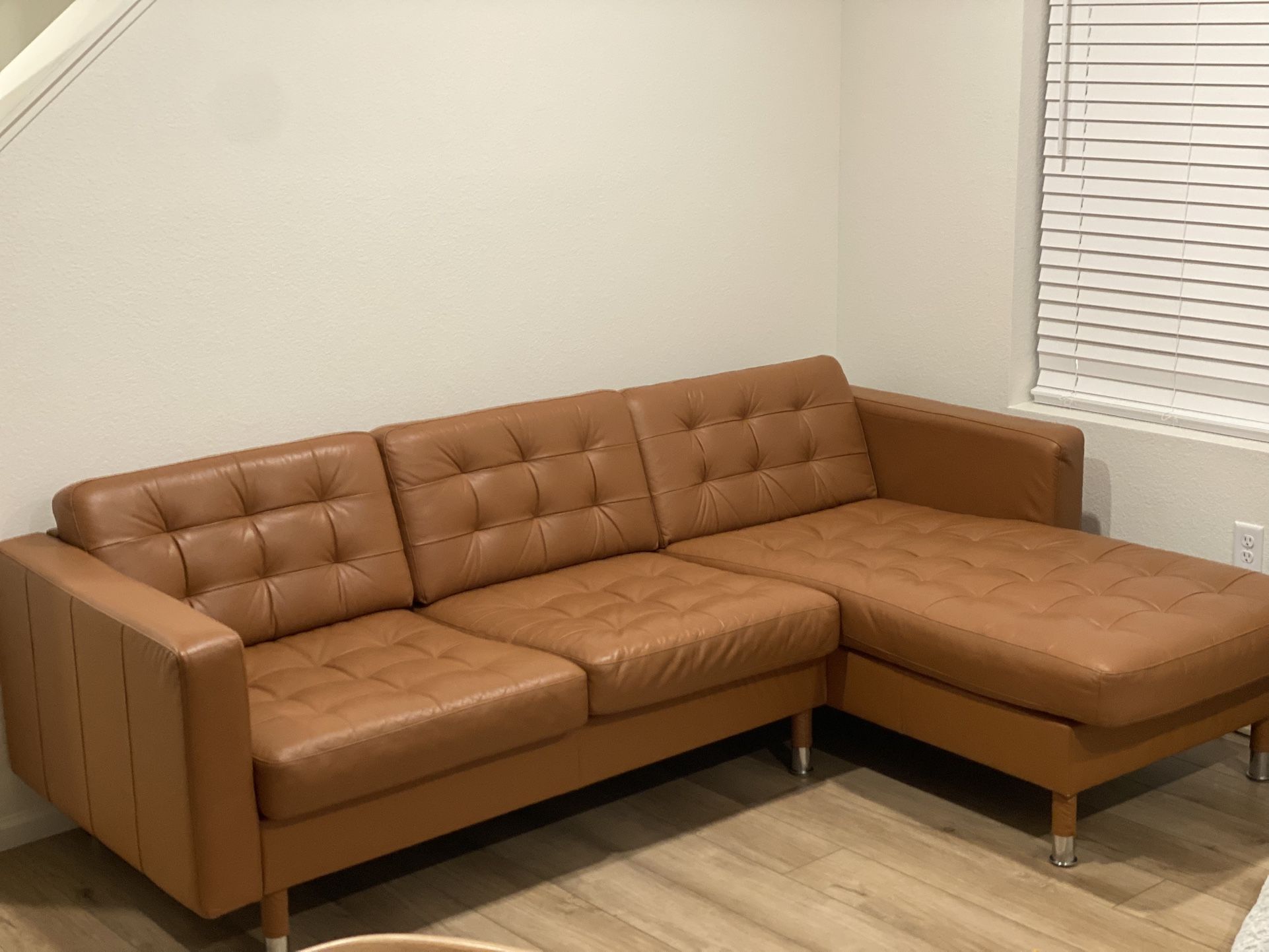 Ikea Couch MORABO Sofa with chaise, Grann/Bomstad golden brown/wood
