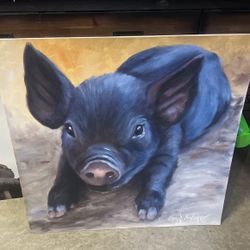 Pig Painting Cheri Nollenburg Print On Canvas Board 