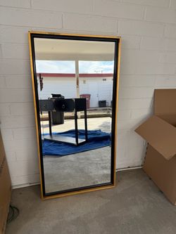 Black And Gold Framed Mirror - Like New Condition