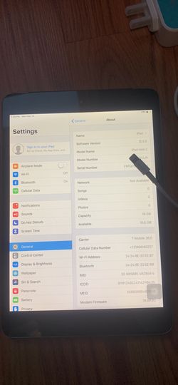 iPad Mini 2 Silver 16G Cellular With Case And Charger And Cable