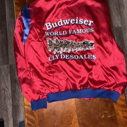 Vintage 80s Bomber Jacket Budweiser Clidesdale 
