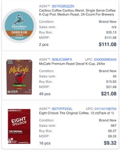 67 Boxes K-Cup Coffee Bulk Lot – McCafe, Caribou, Eight O’Clock – Brand New Best before 2026 2 boxes