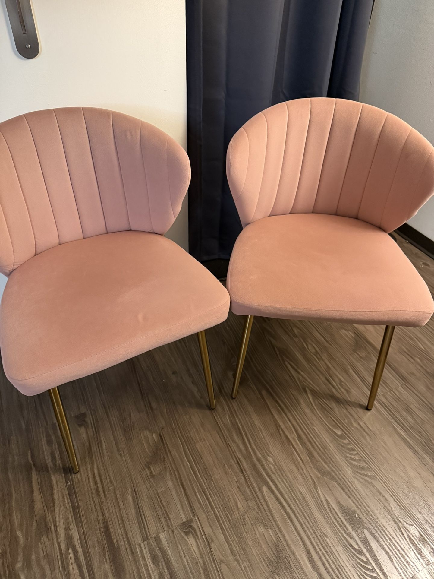 Blush Velvet Accent Chairs (Set of 2) – Gold Legs