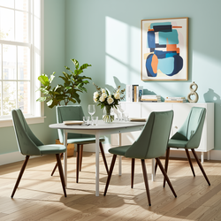 Homy Casa STOGER 5PC Dining Set 61"/74.8" Extendable Oval Table with 6 Smeg Velvet Chairs Sonoma Open Box