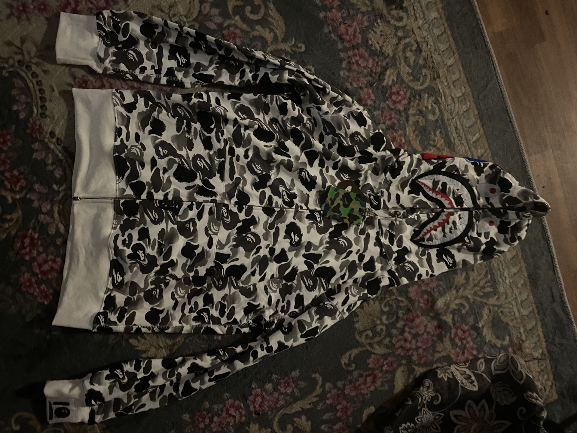 White And Black Bape Shark Hoodie