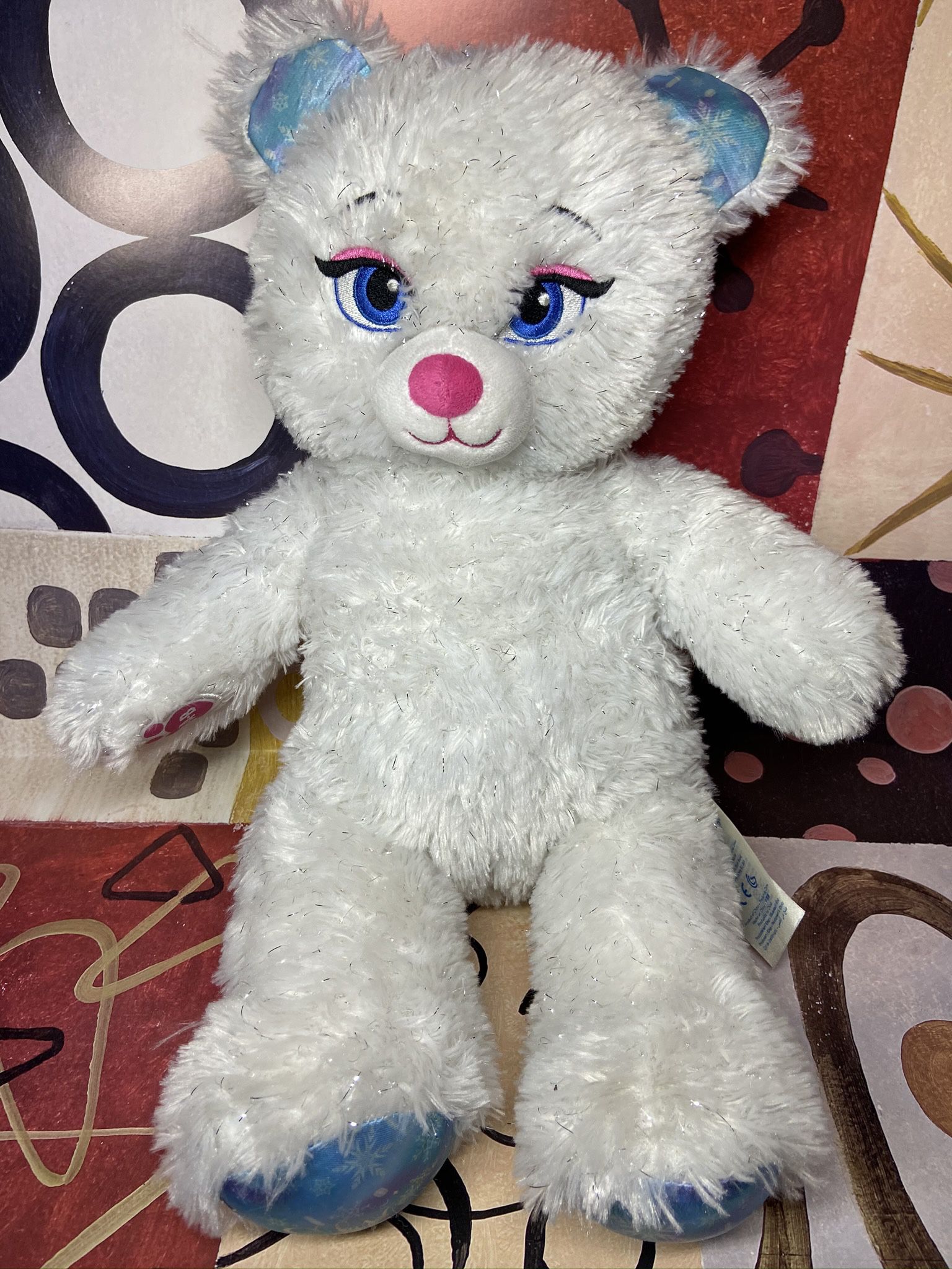 Disney Frozen Elsa Inspired build a Bear doll 17”. This teddy bear has white fur