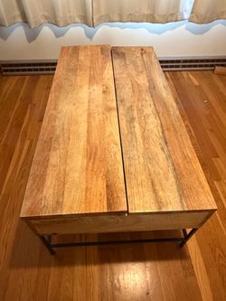 Wood Top Coffee Table with Metal Frame