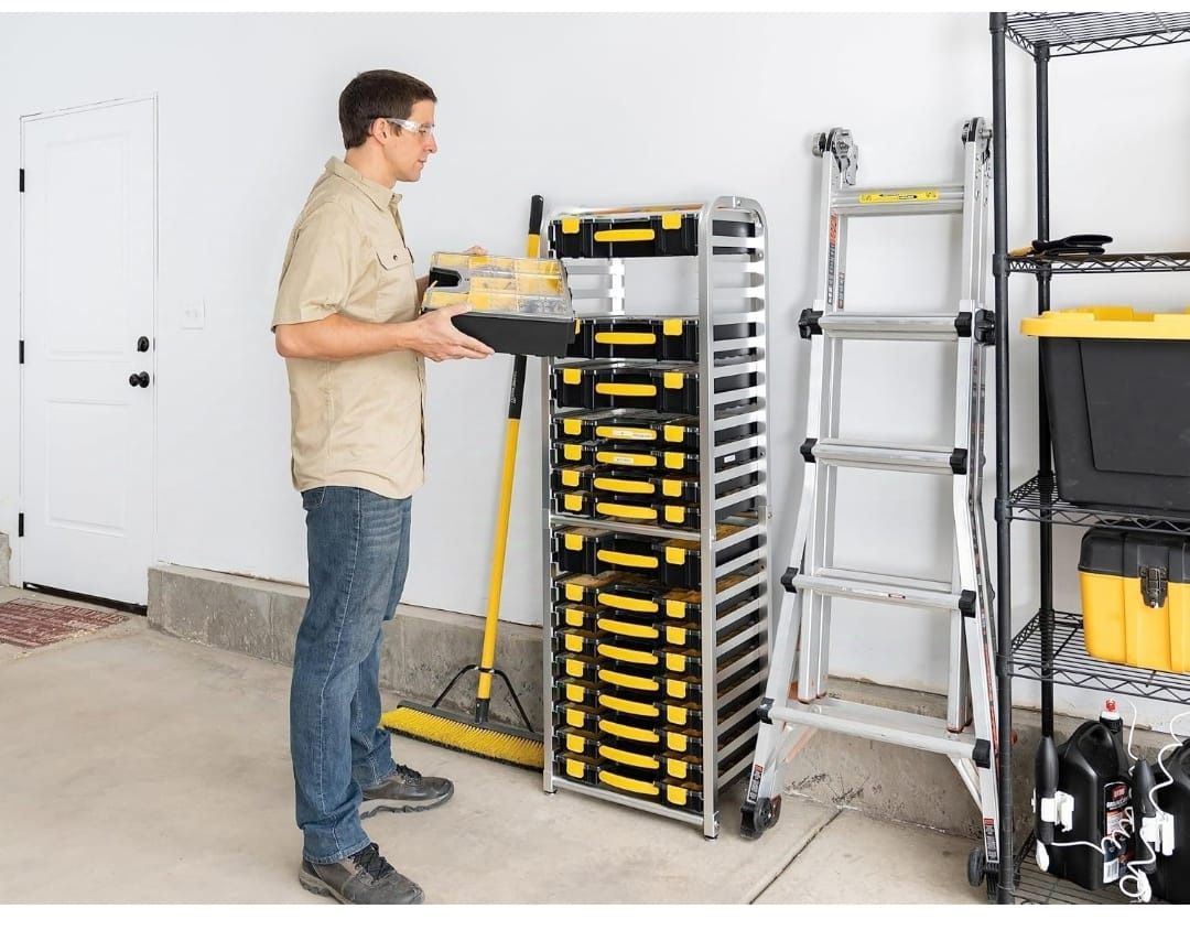 Zilker Home Premium Storage Rack for Yellow Tool Boxes - Organize Your Workspace with the Sturdy Wall Mount Tool Organizer, Utility Rack for Tools and