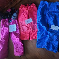Snow Pants 57 Ave Y Thomas 25.00  Each. 