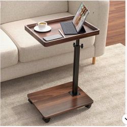 C Table End Table Adjustable Height, 360°Swivel TV Tray Table for Small Spaces, Couch Tables That slide under, C Shaped Side Tables living room and be