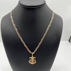 10k solid gold Mariner necklace chain with Jesus on anchor pendant made of 10k solid gold