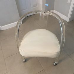 Mid-Century Lucite Acrylic Rolling Chair