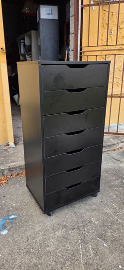 Black 7-Drawer Storage Cabinet on Wheels