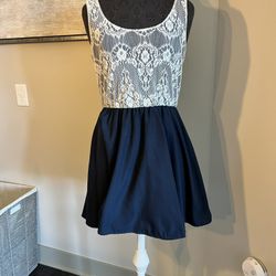 Cream And Navy Dress