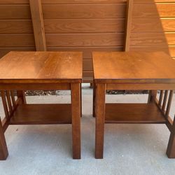 2 Solid Wood Mission Style End Tables 
