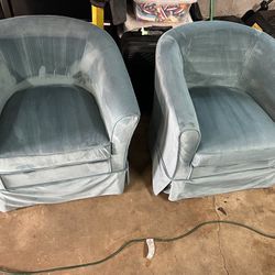 Vintage Swivel Chairs And Foot Rest