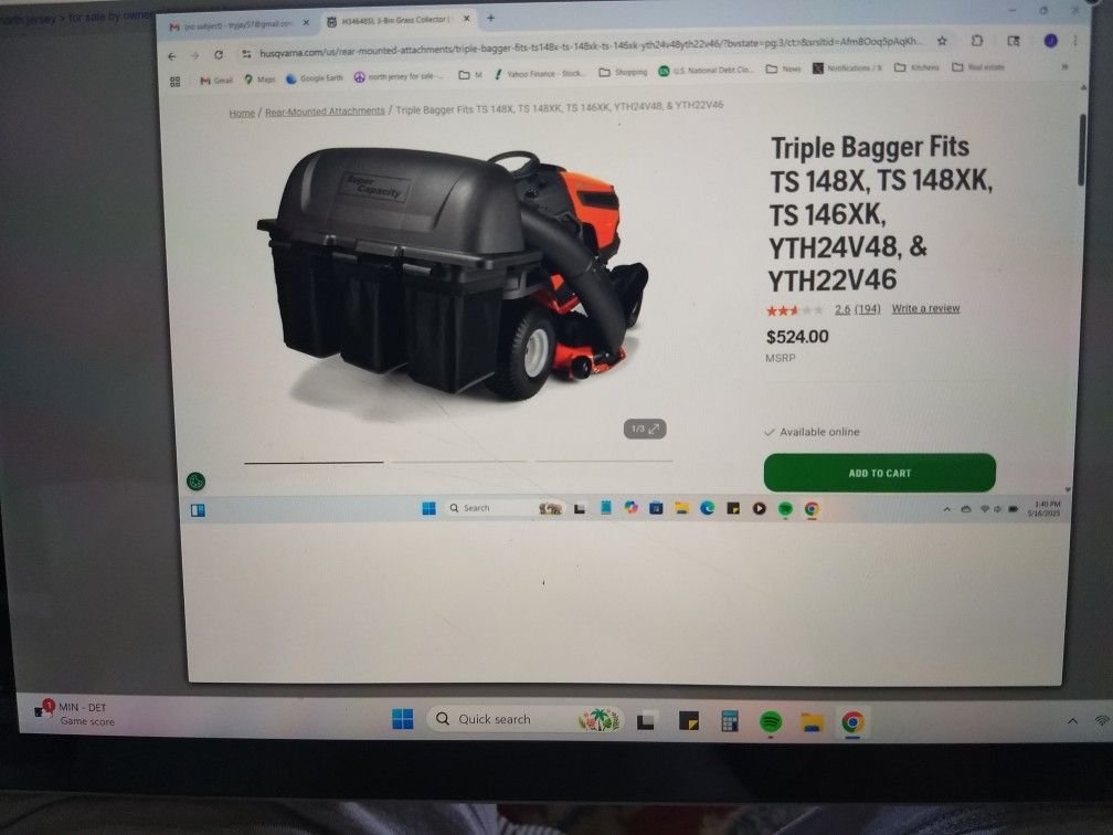 Riding Lawn Mower/Tractor Bagger catcher