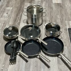 Blue diamond 15-piece ceramic nonstick pan set