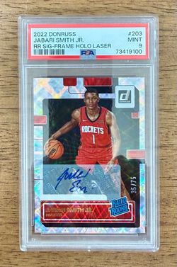2022 Donruss Jabari Smith Jr #203 Rated Rookie Signatures RC AUTO /75 PSA 9 Holo