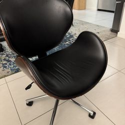 Adeco Trading Company Leather Desk Chair With Wheels